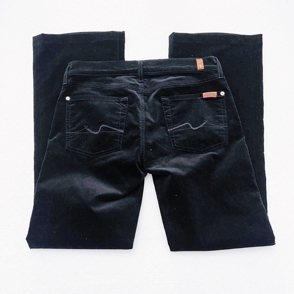 7 For All Mankind Flare Denim Jeans Black Faux Suede SZ27 - Picture 6 of 8
